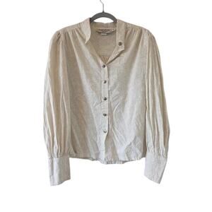 Wah Maker Vintage Collection Blouse Large Ivory Floral Western USA